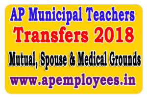 AP Municipal Teachers Transfers 2018 Mutual, Spouse Cases G.O.RT.No. 506 Dated: 16-05-2018 transfers online application form 2018 Spouse transfers 2018 medical grounds guidelines instructions How to know your entitle points Calculate Entitlement Points for teachers transfers last date for submit application eligibility