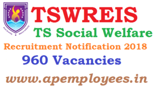 TSWREIS Recruitment Notification 2018 960 jobs Junior Lecturers PGT TGT 